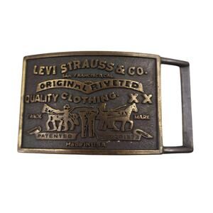 Vintage Levis Strauss Co. Classic Patch Brass Belt Buckle